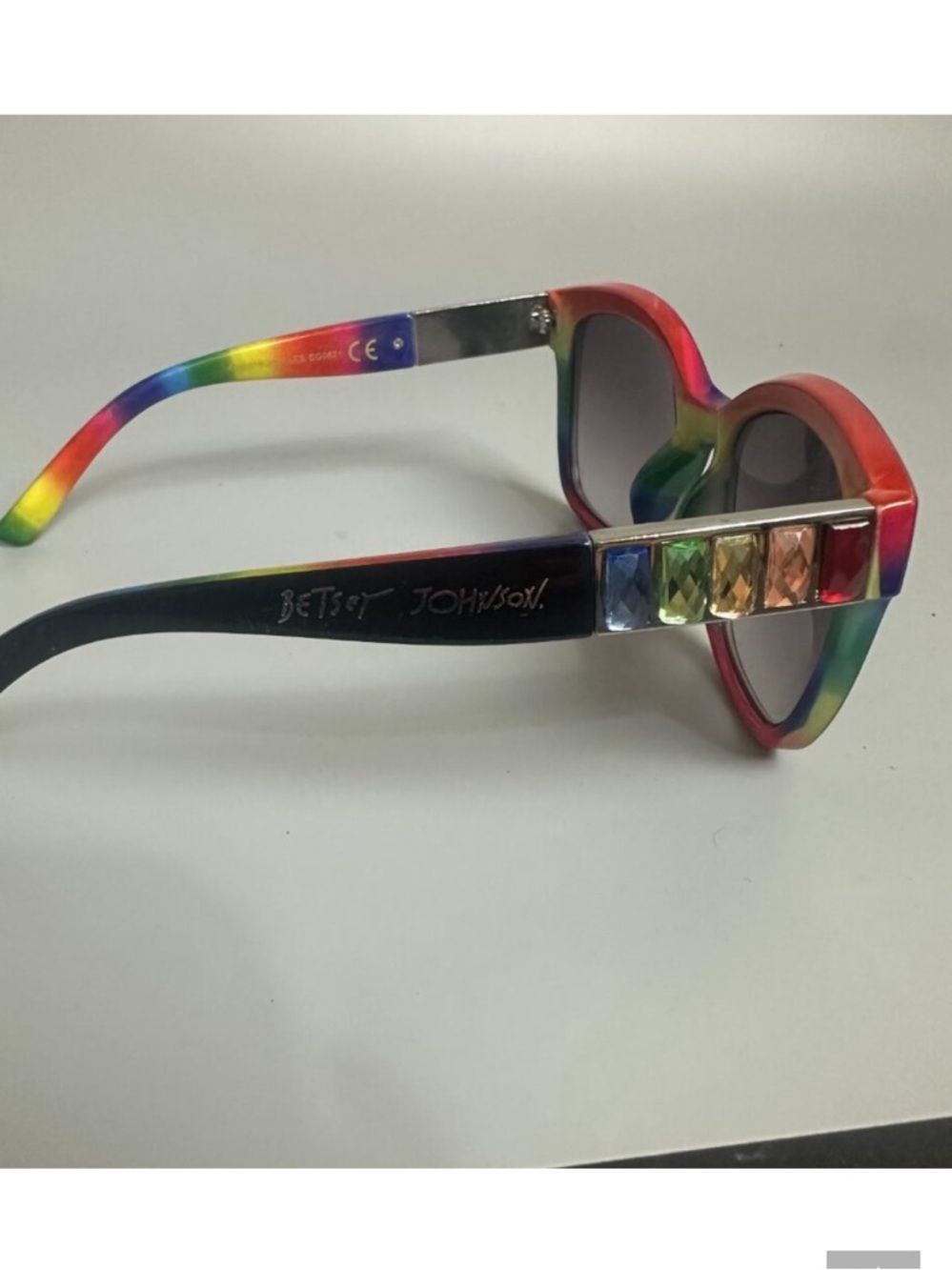 Betsey Johnson Rainbow Pride Cat-Eye Sunglasses with Pink Case